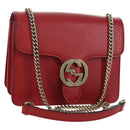 GUCCI Chain Shoulder Bag Leather Red Gold 510304 Auth mr2272V-1