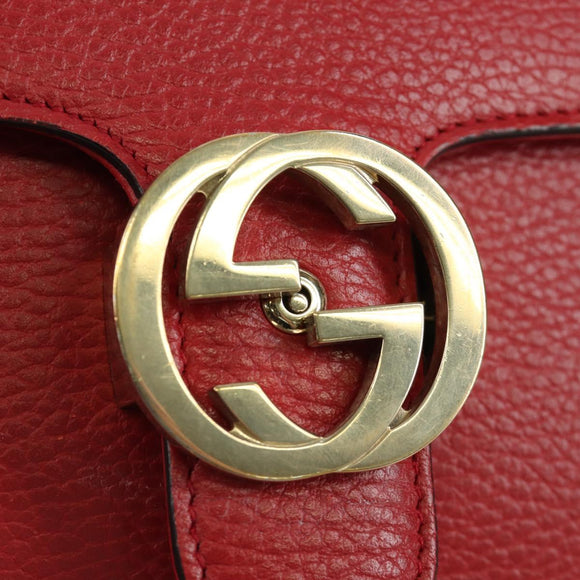 GUCCI Chain Shoulder Bag Leather Red Gold 510304 Auth mr2272V