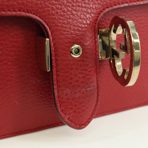 GUCCI Chain Shoulder Bag Leather Red Gold 510304 Auth mr2272V