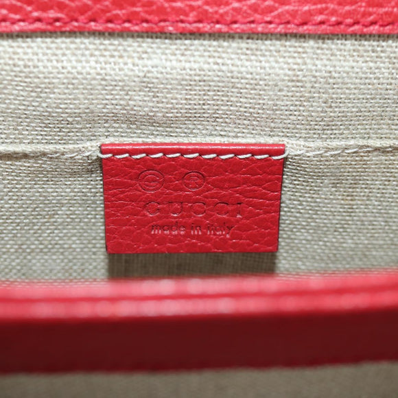 GUCCI Chain Shoulder Bag Leather Red Gold 510304 Auth mr2272V