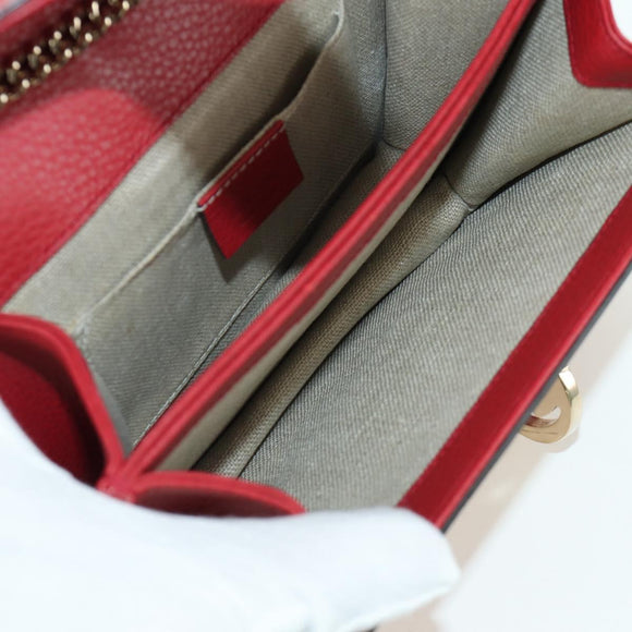 GUCCI Chain Shoulder Bag Leather Red Gold 510304 Auth mr2272V
