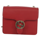 GUCCI Chain Shoulder Bag Leather Red Gold 510304 Auth mr2272V-2