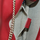 GUCCI Chain Shoulder Bag Leather Red Gold 510304 Auth mr2272V-21