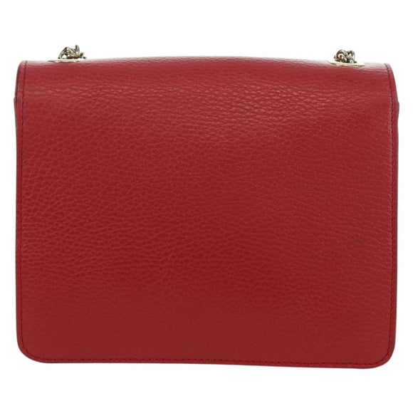 GUCCI Chain Shoulder Bag Leather Red Gold 510304 Auth mr2272V