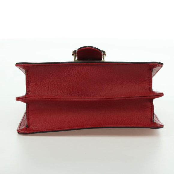 GUCCI Chain Shoulder Bag Leather Red Gold 510304 Auth mr2272V