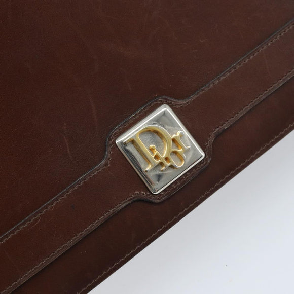 Christian Dior Umhängetasche Leder Braun Gold Auth mr2273