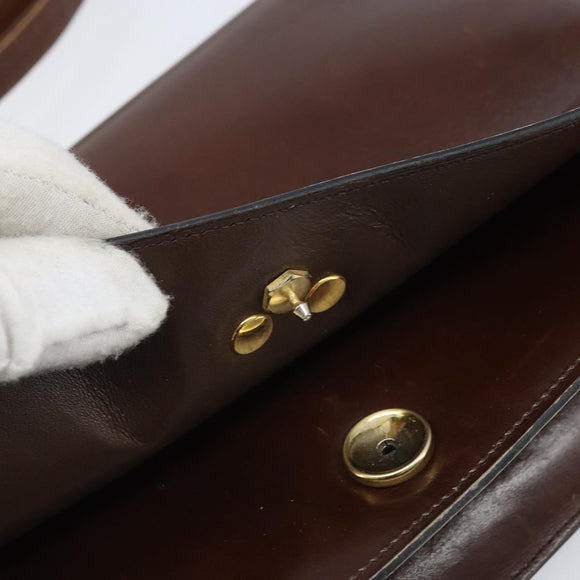 Christian Dior Umhängetasche Leder Braun Gold Auth mr2273