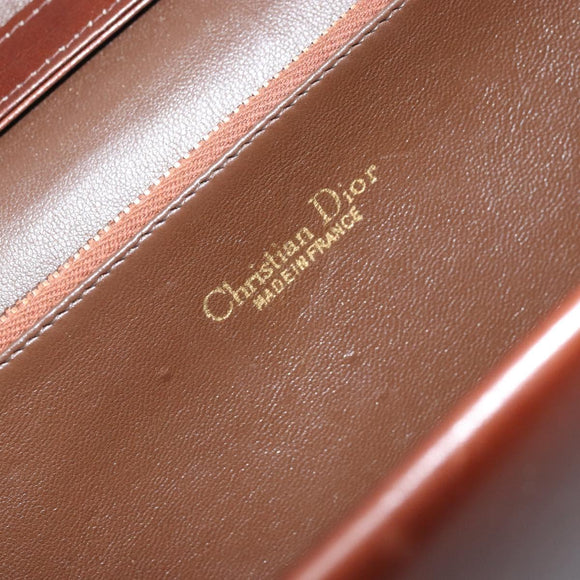 Christian Dior Umhängetasche Leder Braun Gold Auth mr2273