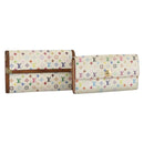 LOUIS VUITTON Monogram Multicolor Wallet 2 Set White LV Auth mr2274-1