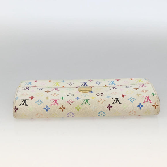 LOUIS VUITTON Monogram Multicolor Wallet 2 Set White LV Auth mr2274