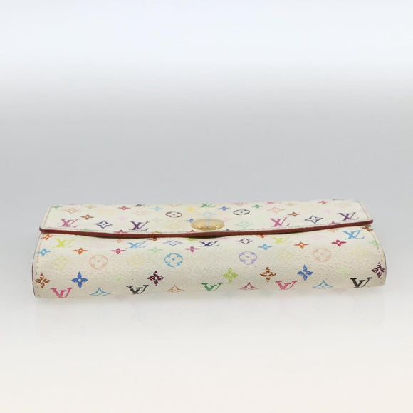 LOUIS VUITTON Monogram Multicolor Wallet 2 Set White LV Auth mr2274