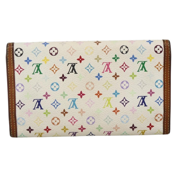 LOUIS VUITTON Monogram Multicolor Wallet 2 Set White LV Auth mr2274