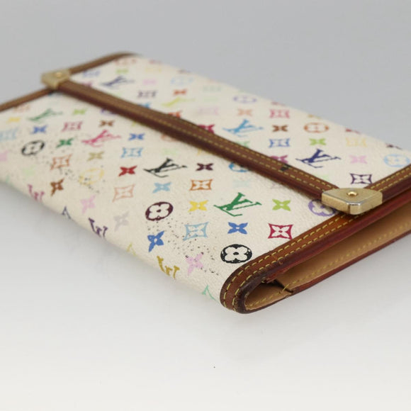 LOUIS VUITTON Monogram Multicolor Wallet 2 Set White LV Auth mr2274