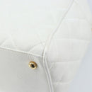 CHANEL Matelasse Boston Bag Caviar Skin White Gold CC Auth mr2276-9