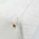 CHANEL Matelasse Boston Bag Caviar Skin White Gold CC Auth mr2276-15