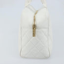 CHANEL Matelasse Boston Bag Caviar Skin White Gold CC Auth mr2276-3