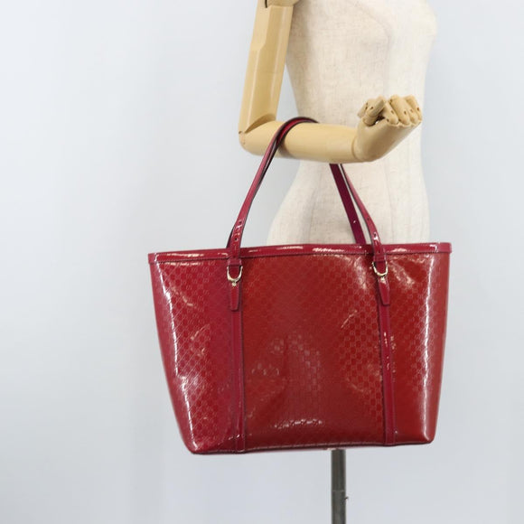 GUCCI Micro GG Canvas Tote Bag PVC Red Gold 309613 Auth mr2281