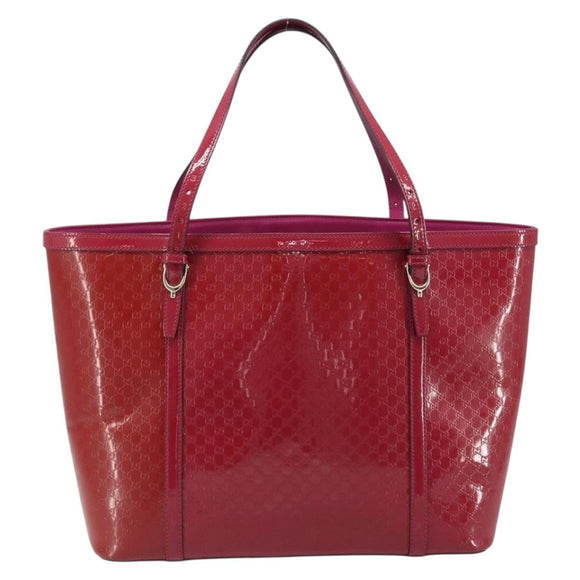GUCCI Micro GG Canvas Tote Bag PVC Red Gold 309613 Auth mr2281