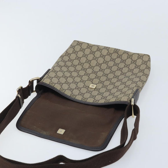 GUCCI GG Supreme Shoulder Bag PVC Gold Beige 223666 Auth mr2283