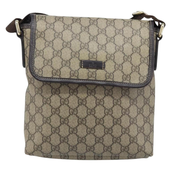 GUCCI GG Supreme Shoulder Bag PVC Gold Beige 223666 Auth mr2283