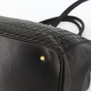 BOTTEGA VENETA INTRECCIATO Hand Bag Leather 2way Black Gold Auth mr2284-9