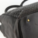 BOTTEGA VENETA INTRECCIATO Hand Bag Leather 2way Black Gold Auth mr2284-16