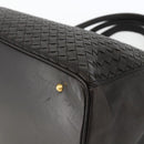 BOTTEGA VENETA INTRECCIATO Handtas Leer 2way Zwart Goud Auth mr2284-17