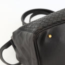 BOTTEGA VENETA INTRECCIATO Handtas Leer 2way Zwart Goud Auth mr2284-18