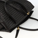 BOTTEGA VENETA INTRECCIATO Handtas Leer 2way Zwart Goud Auth mr2284-6