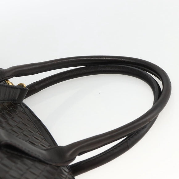 BOTTEGA VENETA INTRECCIATO Hand Bag Leather 2way Black Gold Auth mr2284