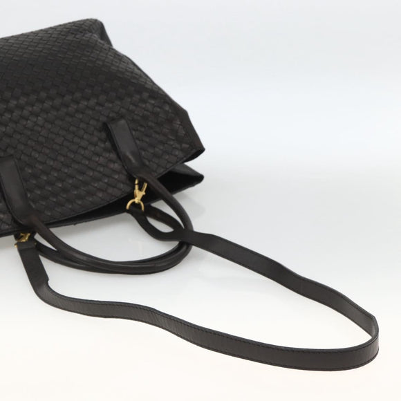 BOTTEGA VENETA INTRECCIATO Handtas Leer 2way Zwart Goud Auth mr2284