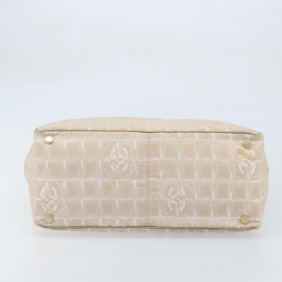 CHANEL Travel Line Tote Bag Nylon Pink Gold CC Auth mr2285