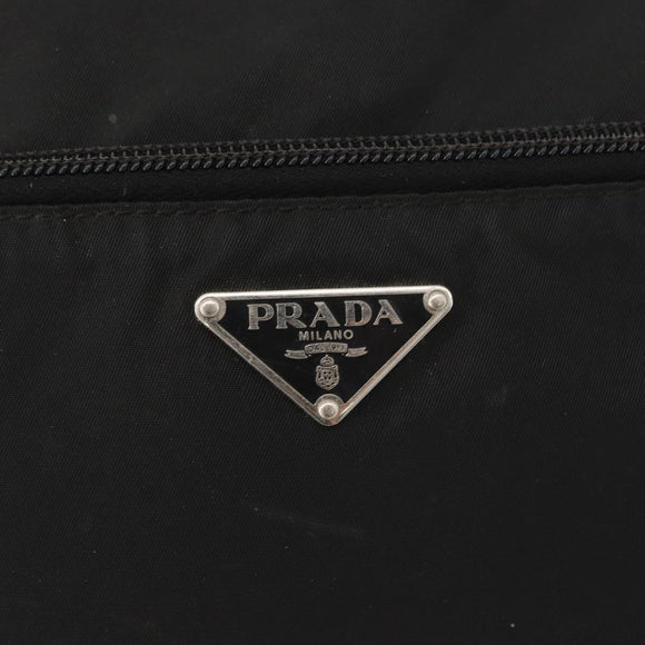 PRADA Umhängetasche Nylon Schwarz Silber Auth mr2288