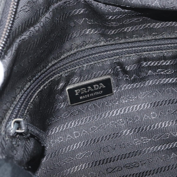 PRADA Umhängetasche Nylon Schwarz Silber Auth mr2288