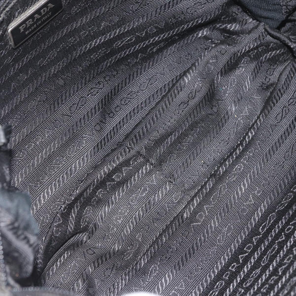 PRADA Umhängetasche Nylon Schwarz Silber Auth mr2288