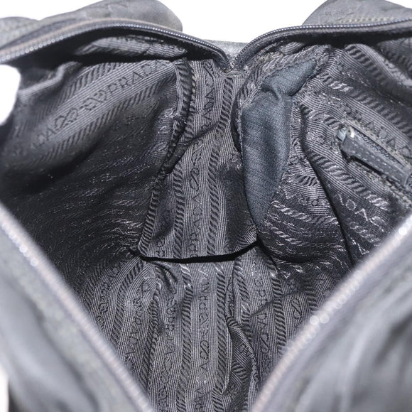 PRADA Umhängetasche Nylon Schwarz Silber Auth mr2288