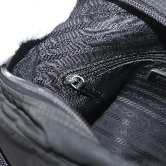 PRADA Umhängetasche Nylon Schwarz Silber Auth mr2288