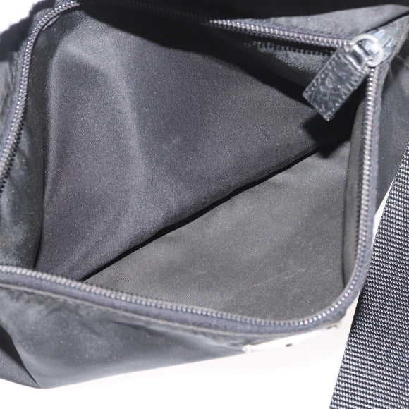 PRADA Umhängetasche Nylon Schwarz Silber Auth mr2288