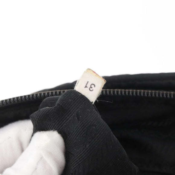 PRADA Umhängetasche Nylon Schwarz Silber Auth mr2288