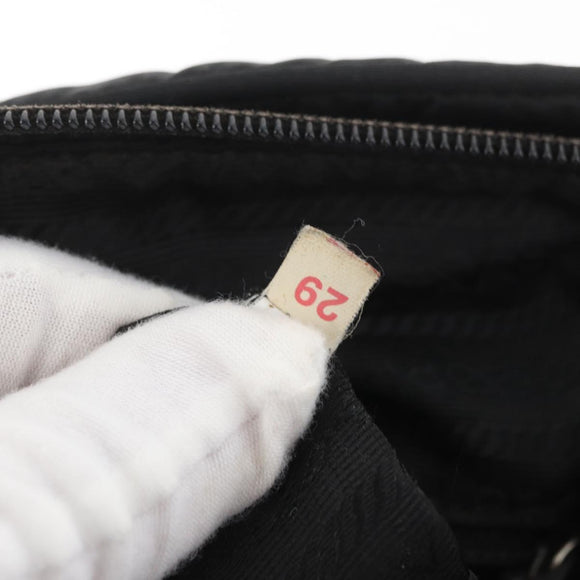 PRADA Umhängetasche Nylon Schwarz Silber Auth mr2288