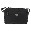 PRADA Umhängetasche Nylon Schwarz Silber Auth mr2288-13