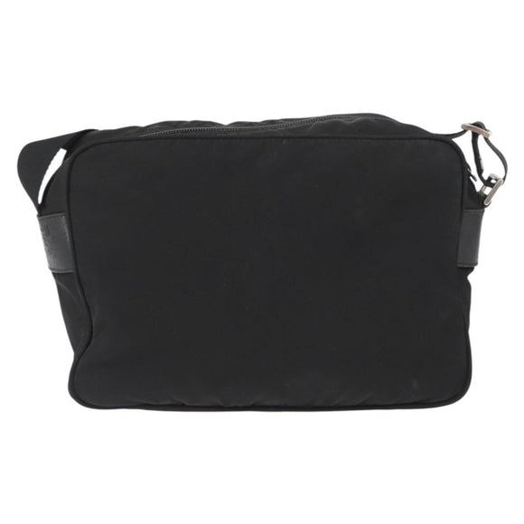 PRADA Umhängetasche Nylon Schwarz Silber Auth mr2288