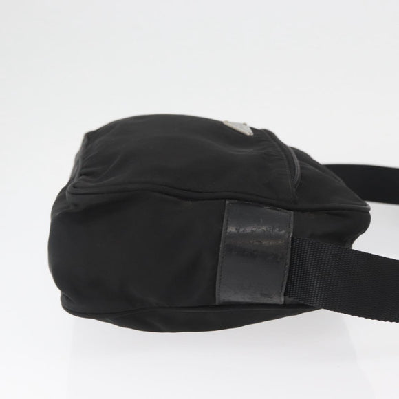 PRADA Umhängetasche Nylon Schwarz Silber Auth mr2288