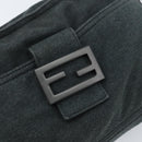 FENDI Mamma Baguette Hand Bag cotton Gray Silver Auth mr2293-17