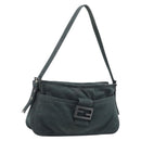 FENDI Mamma Baguette Hand Bag cotton Gray Silver Auth mr2293-1
