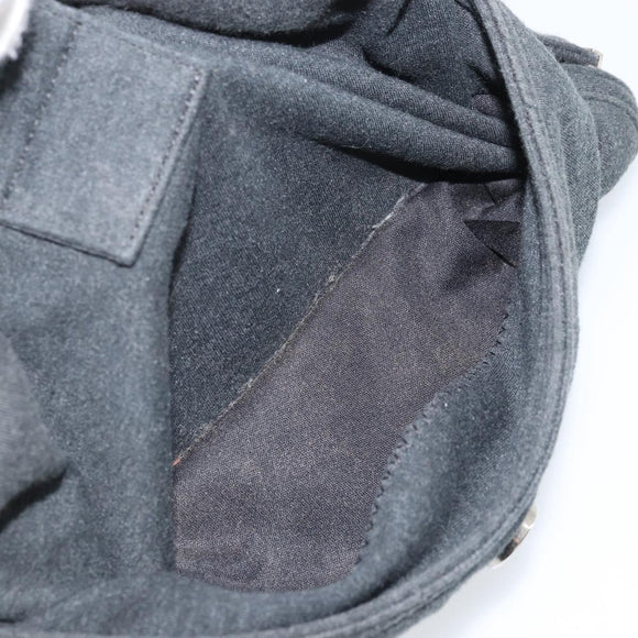 FENDI Mamma Baguette Hand Bag cotton Gray Silver Auth mr2293