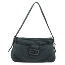 FENDI Mamma Baguette Hand Bag cotton Gray Silver Auth mr2293-13