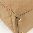 CHANEL Matelasse Boston Bag Caviar Skin Beige Gold CC Auth mr2295-14