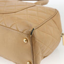 CHANEL Matelasse Boston Bag Caviar Skin Beige Gold CC Auth mr2295-15