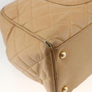 CHANEL Matelasse Boston Bag Caviar Skin Beige Gold CC Auth mr2295-16
